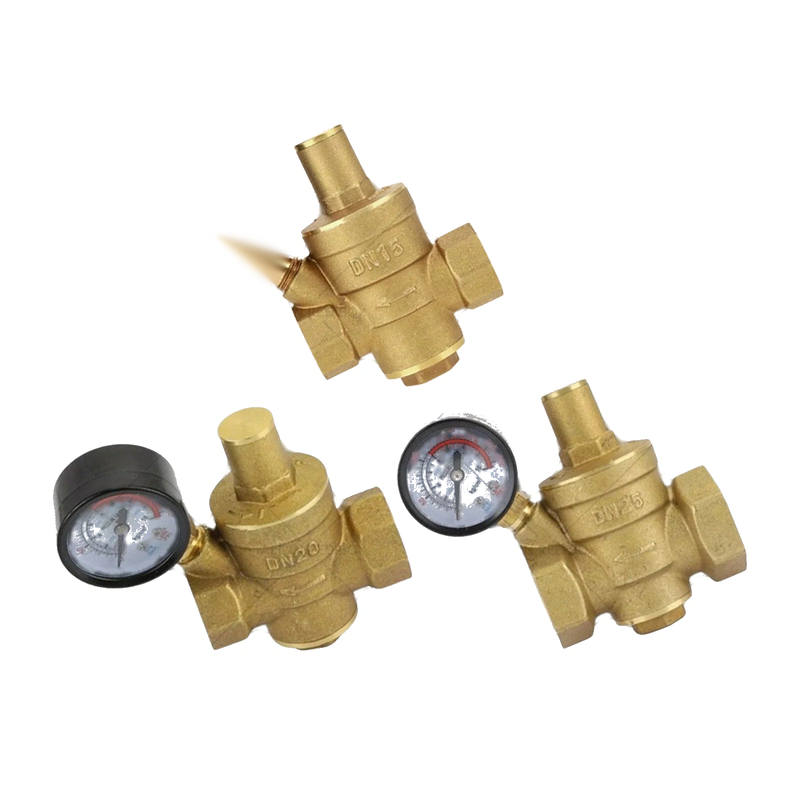 DN15 / 20 / 25 Brass Adjustable Water Pressure Reducing Valve with Gauge