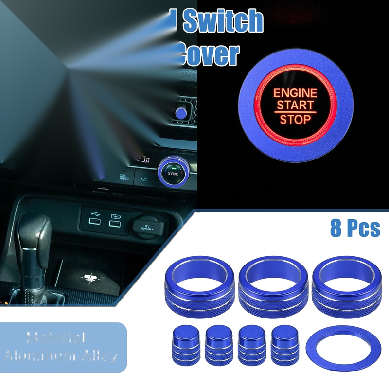 Honda Civic (2022-2023) Blue 8pcs AC Switch Air Vent Knob Covers