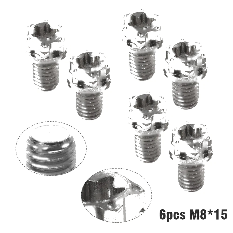 Motorcycle Bike 6pcs M8x15mm Titanium Torx Head Flange Bolts