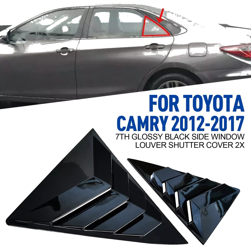 Toyota Camry 2 x Glossy Black Side Window Louver Shutter Cover (2012–2017)