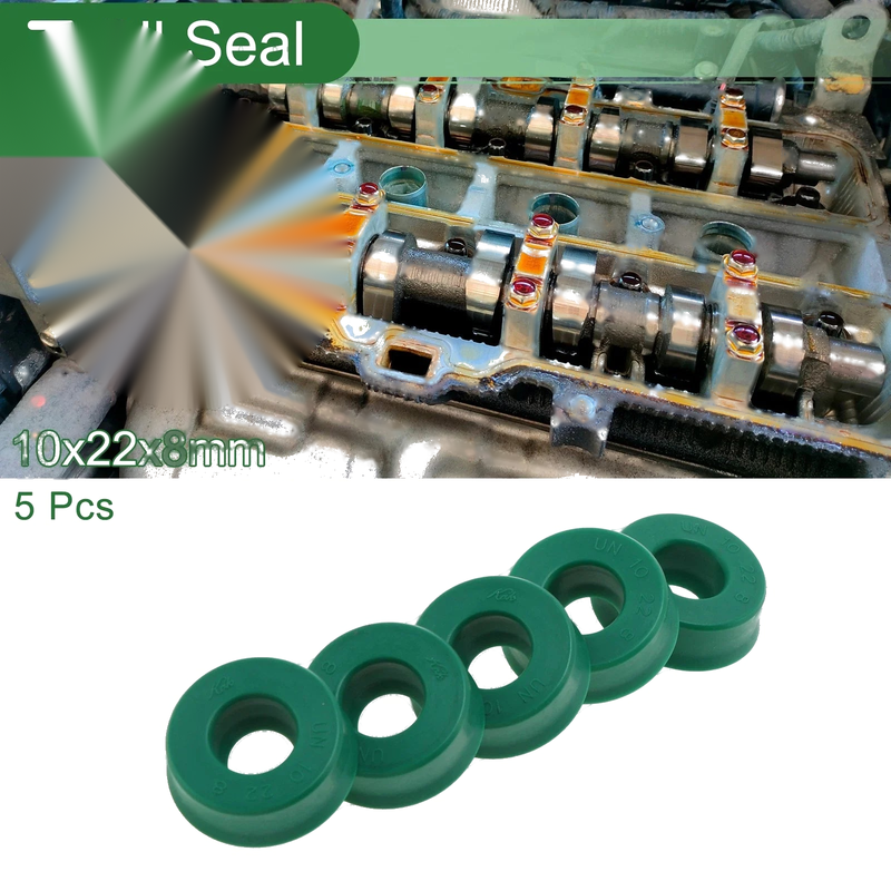 Make Model Oil Seal / 10x22x8mm / Rotary Shaft Seal TPU Green 5 pcs