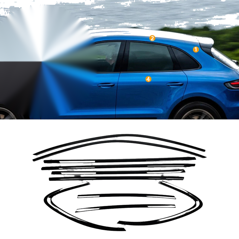 Porsche Macan Gloss Black Window Strip Seal Belt Trims (2014-2025)