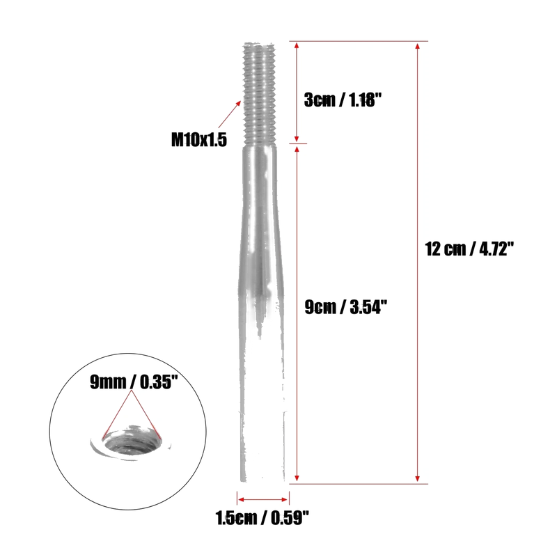 Honda Civic Fit M10X1.5 Silver Tone Shift Knob Extender