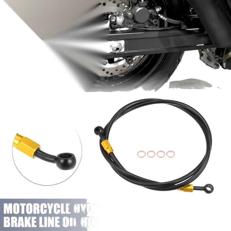 150cm 10mm ID Motorcycle Brake Line Hose 28° 0° Black