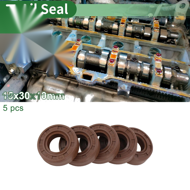 Car Oil Seal 15x30x10mm FKM Rubber 5 Pcs