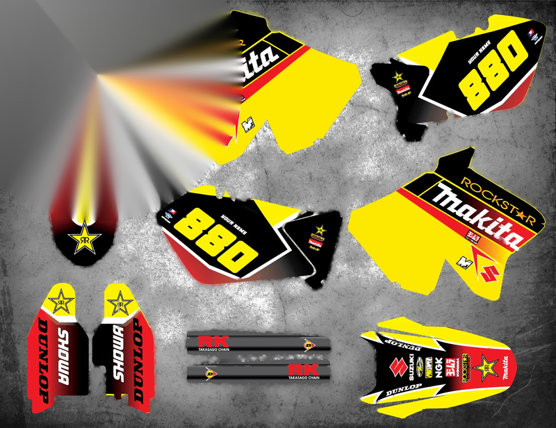 Suzuki RM 125 (2001-2005) PODIUM STYLE Stickers Custom Graphics Full Kit