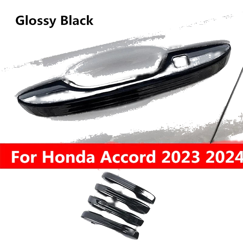 Honda Accord 4X Glossy Black Door Handle Cover Trim (2023–2024)