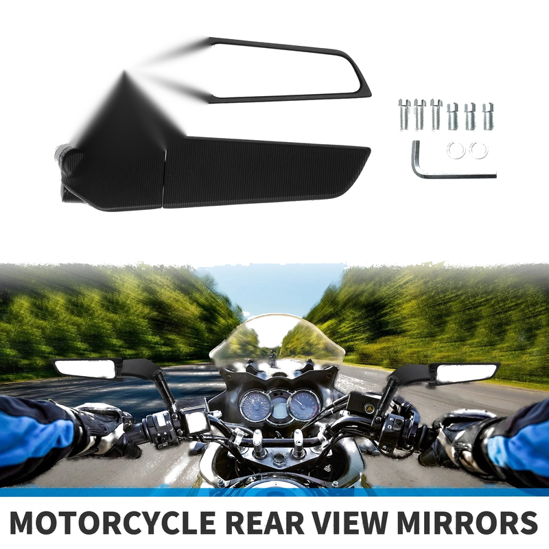 Motorcycle M8/M10 Rear View Mirrors Polygonal Shape Handlebar Mirror Black