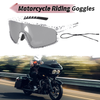 Motorcycle Riding Goggles Silver Tone Gray Lens White Black Frame PC UV400