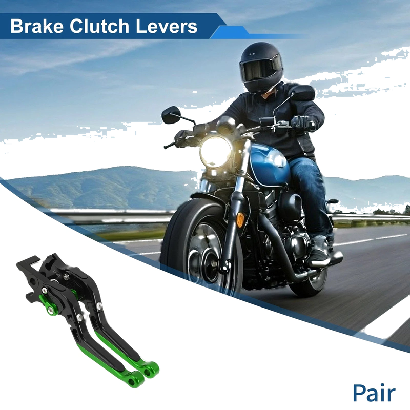 YAMAHA MT-03 Black Handle Green End Brake Clutch Levers Short/Long (2018–2022)
