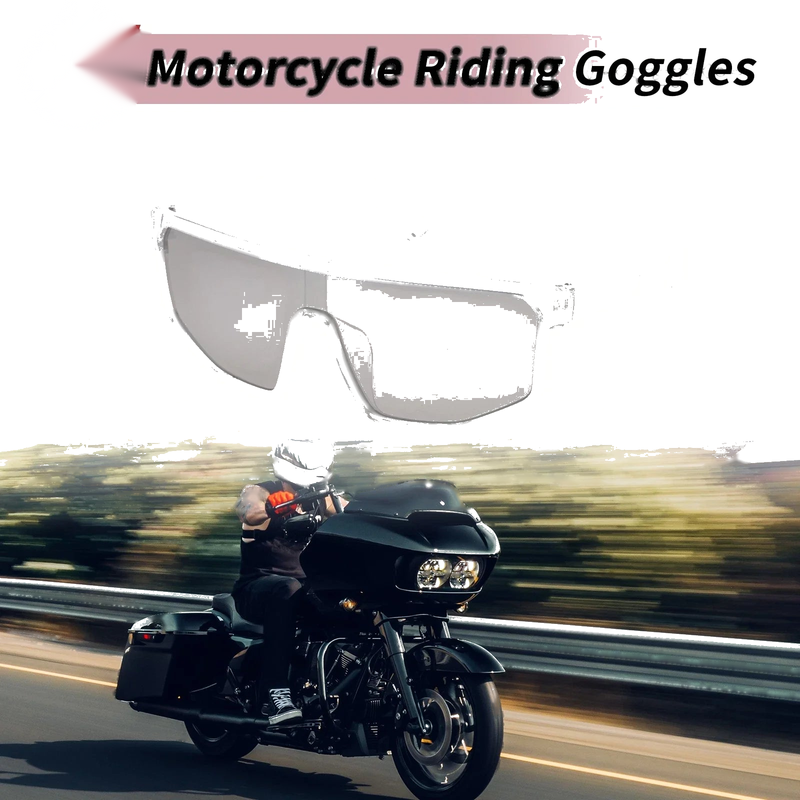 Motorcycle Riding Goggles Silver Tone Lens Transparent Frame Cycling Sunglasses