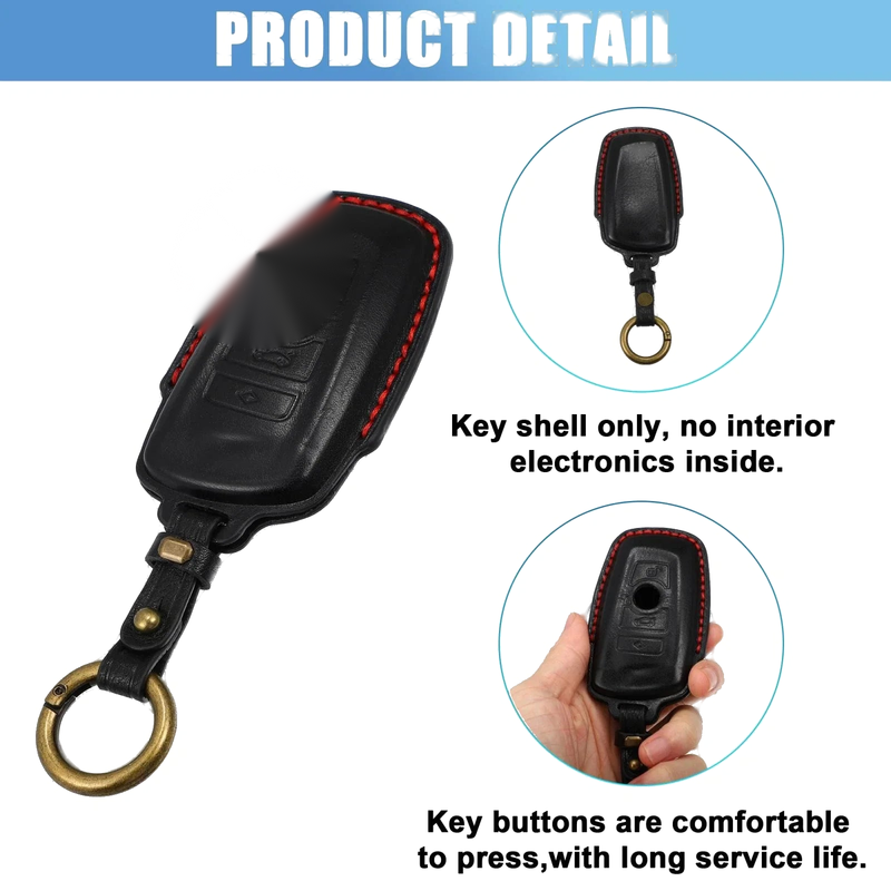 BMW Faux Leather Black Remote Key Fob Case Cover 4-Button