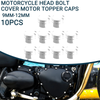 Motorcycle Chrome Silver Tone 10 pcs Bolt Cover Caps 9mm–12mm