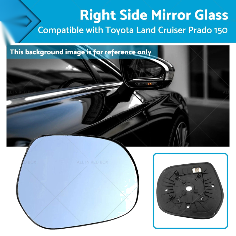 Toyota LandCruiser Prado Right Side Mirror Glass with Plate (2009-2023)