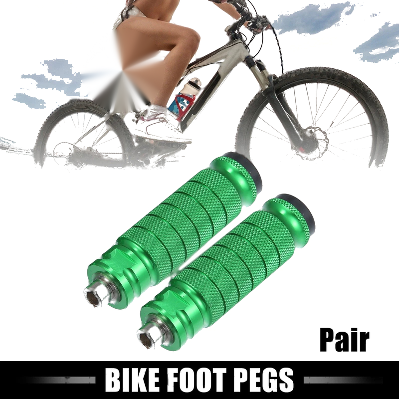 BMX MTB Bike 1 / 4 Inch Axles Pair Rear Foot Pegs Green