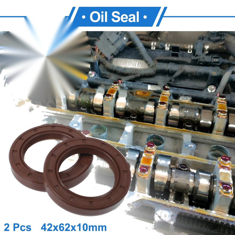 Oil Seal 2 x Seal Ring Rotary Shaft Seal FKM Rubber 42x62x10mm Brown