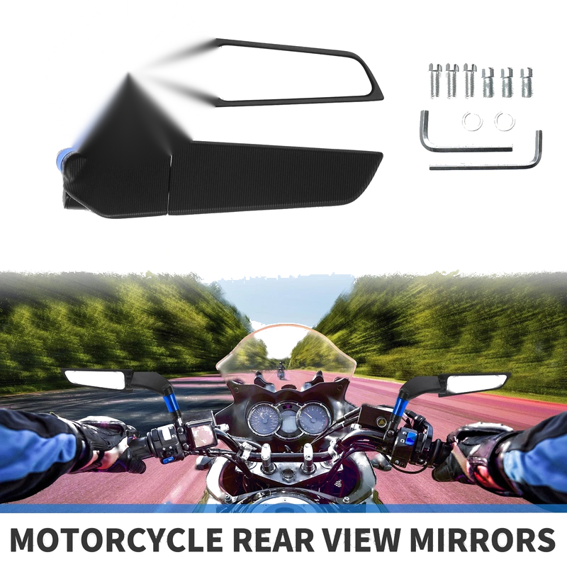 Make Model M8/M10 Rear View Mirrors Polygonal Handlebar Black Blue