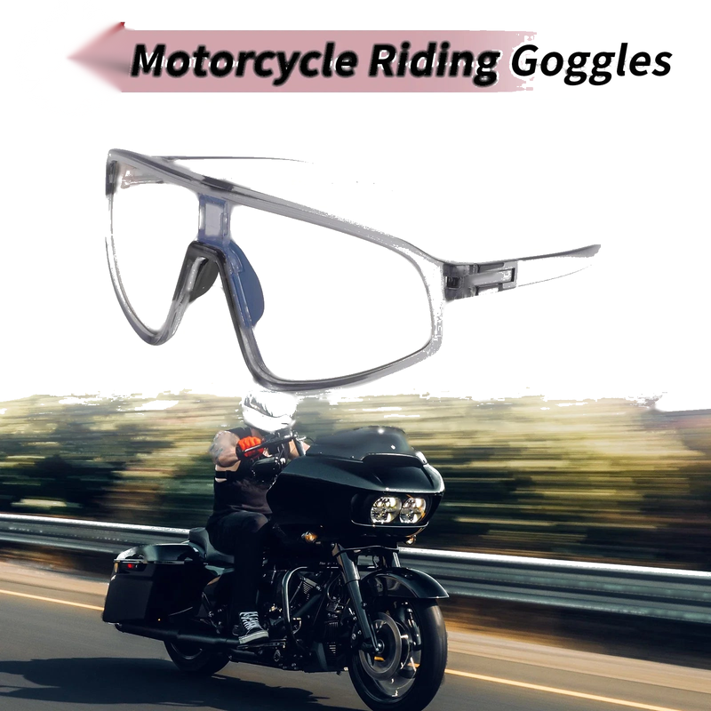 1 Pc Motorcycle Riding Goggles Light Gray Lens Gray Frame PC Cycling Sunglasses