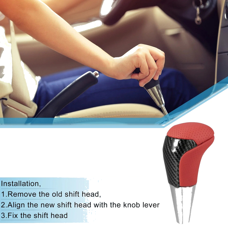 Toyota Gear Shift Knob Car Carbon Fiber Pattern Red