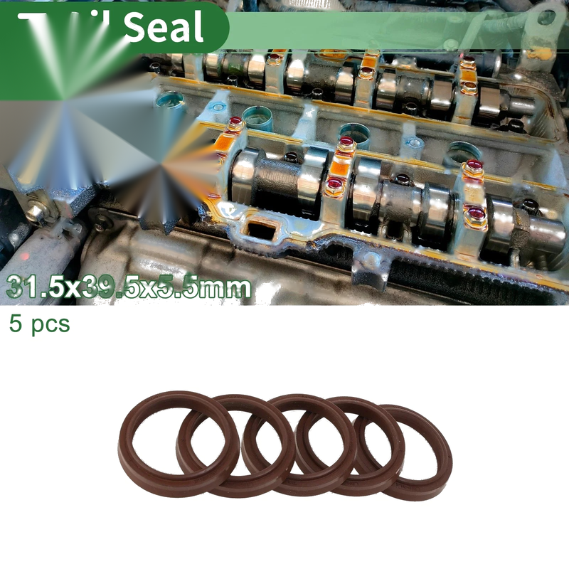 Oil Seal / 31.5x39.5x5.5mm / Rotary Shaft Seal FKM Brown 5 Pcs