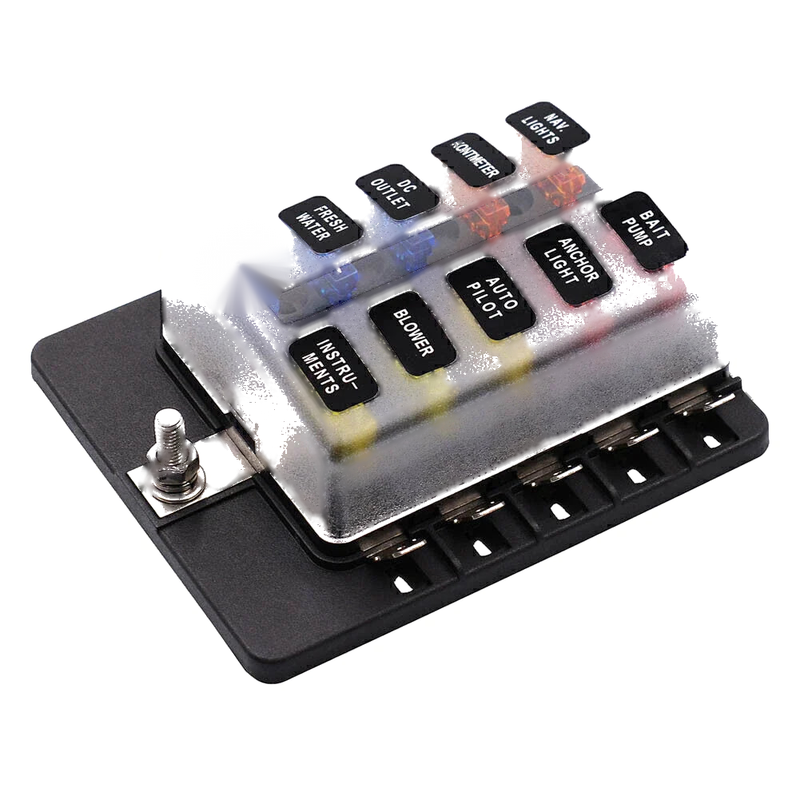 Car 10 Way Circuit ATO ATC Blade LED Fuse Box Holder