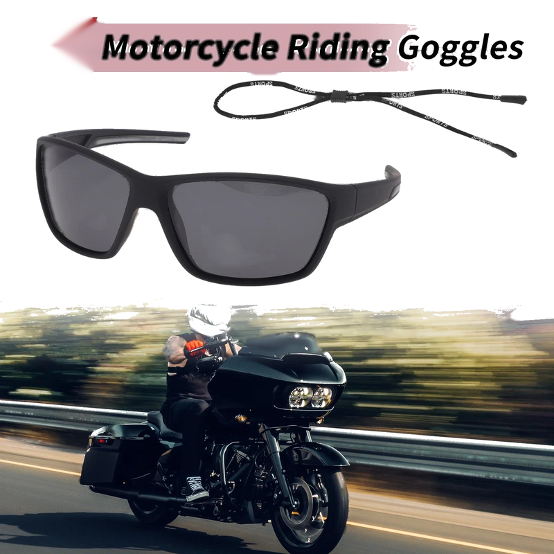 Motorcycle Riding Goggles Black Lens Black Gray Frame