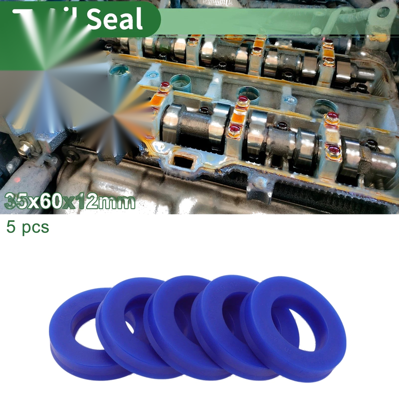 Oil Seal Rotary Shaft Seal TPU 35x60x12mm High Pressure Blue 5 Pcs
