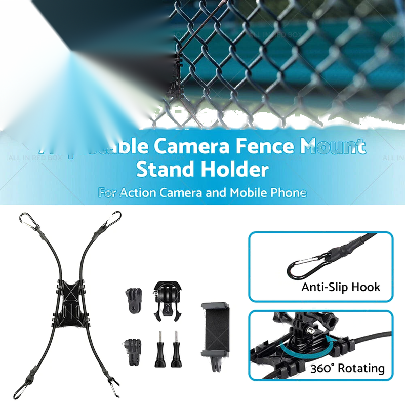 Action Camera & Phone Adjustable Camera Fence Mount Stand Holder