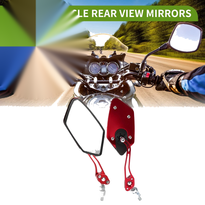 Motorcycle Rear View Mirror / M8/M10 / Polygonal Red Alloy Plastic