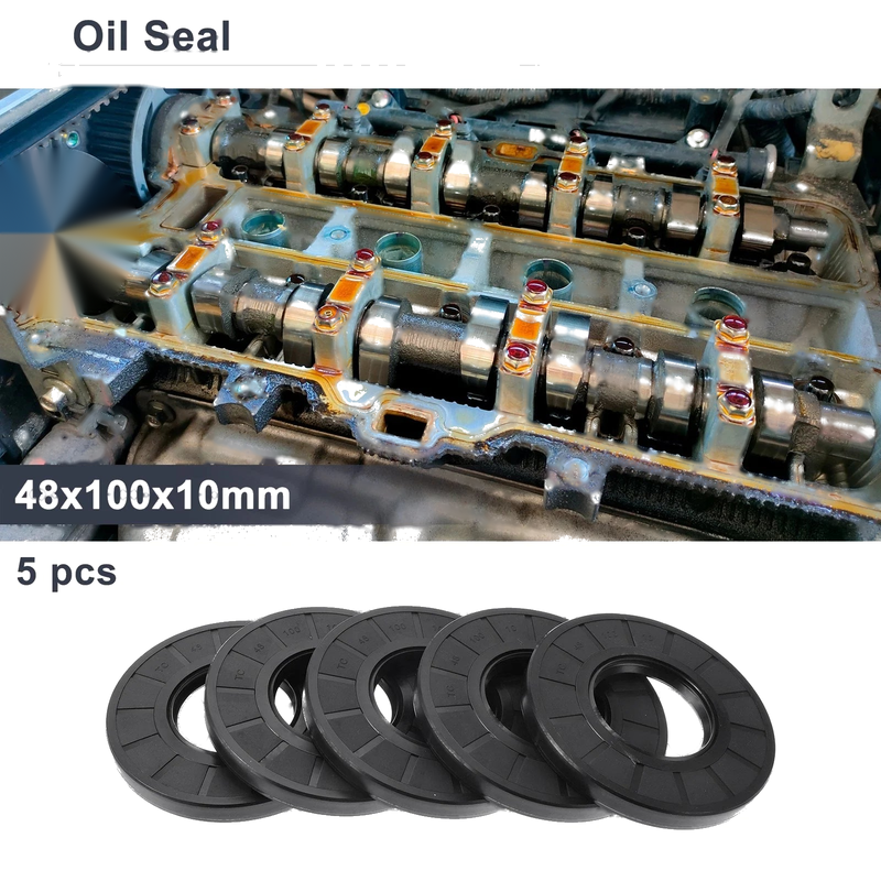 Vehicle Oil Seal 48x100x10mm Nitrile 5 Pcs Seal Ring Rotary Shaft Seal