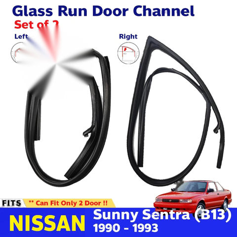 Glass Run Door Channel Pair Fits Nissan Sunny Sentra B13 2D Sedan 1990-93 D06
