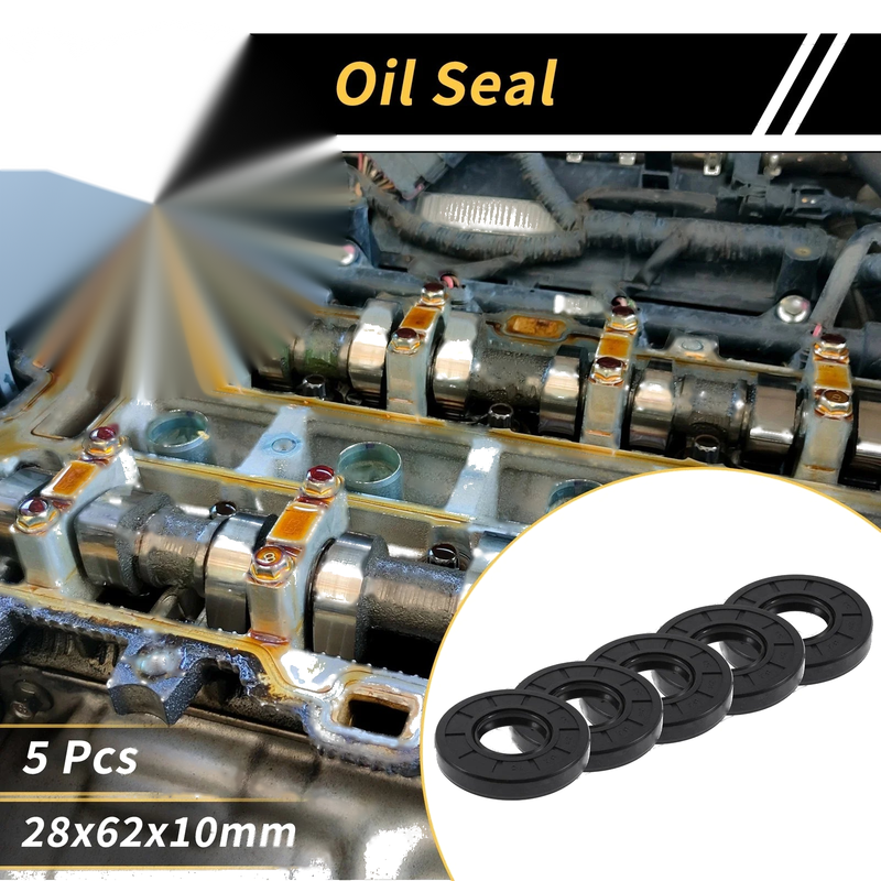 Oil Seal / 28x62x10mm / Rotary Shaft Seal NBR Black 5 Pcs
