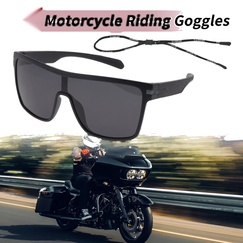 Motorcycle Riding Goggles Black Lens Black Gray Frame Tri-Acetyl Cellulos TR90