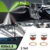 Car / Motorcycle Silver Red 2 x Set M20x1.5 Copper Oil Drain Plug With Gasket