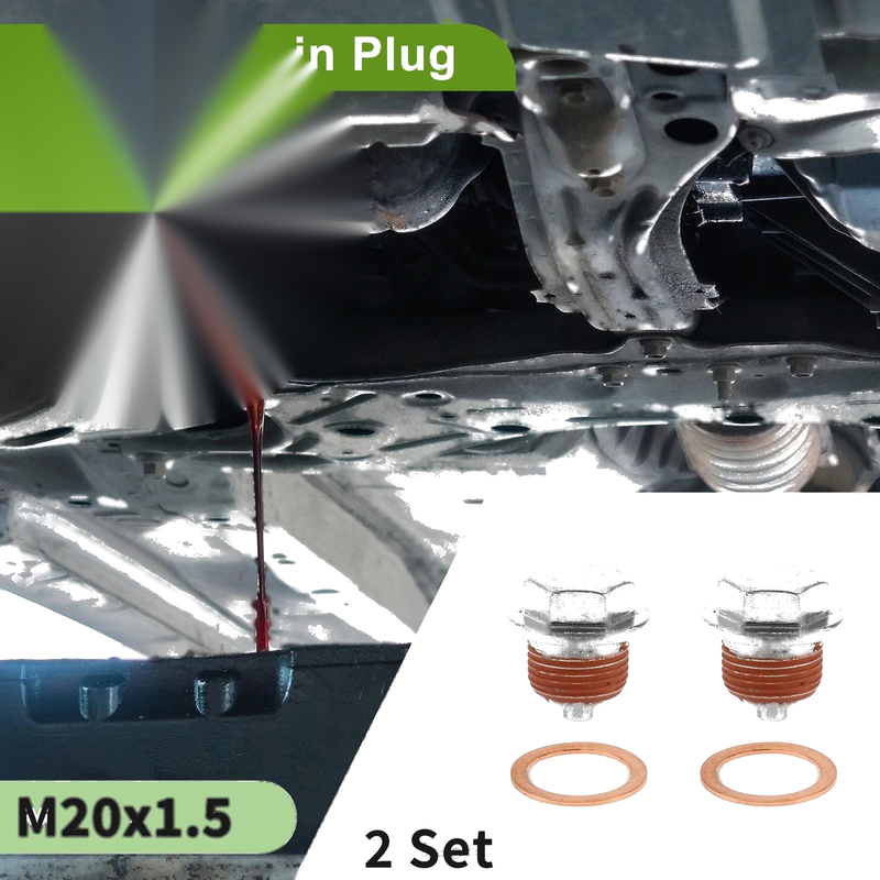 Car / Motorcycle Silver Red 2 x Set M20x1.5 Copper Oil Drain Plug With Gasket