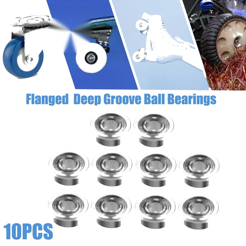 Bearings Inc 10 Pcs 3x7x3mm Single Row Flanged Deep Groove Ball Bearings