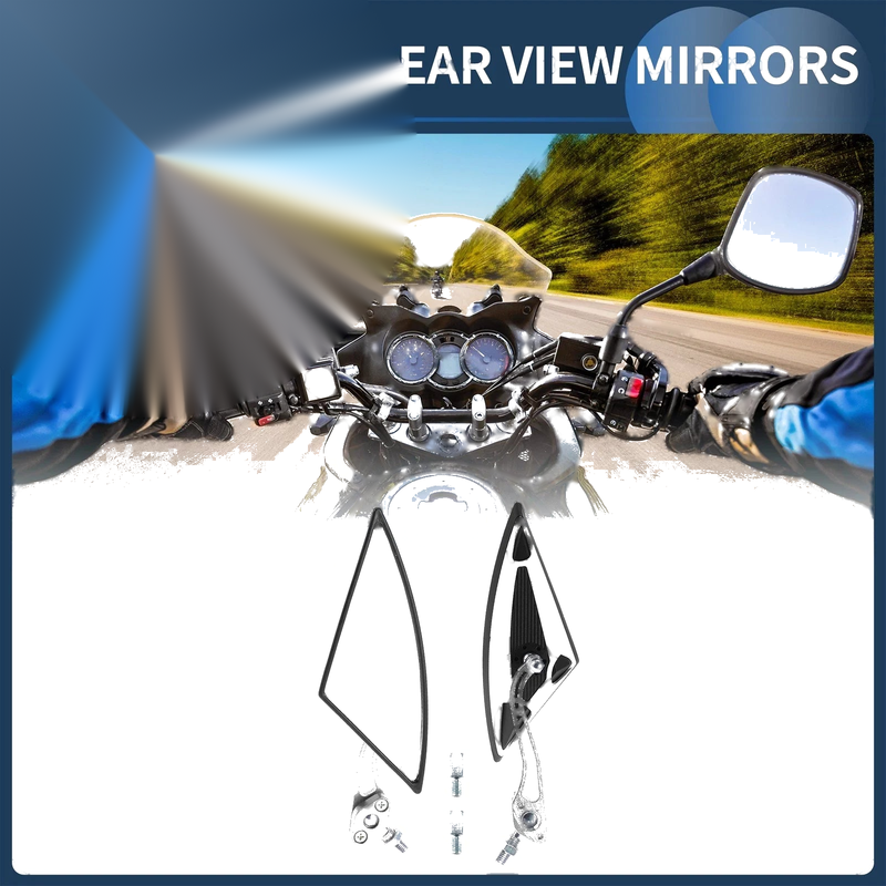 Motorcycle M8/M10 Rear View Mirrors Handlebar Mirrors Silver Tone White Plastic