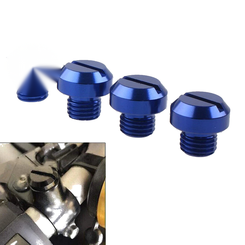 4x M10 Blue Motorcycle Mirror Hole Blanking Plugs & Screws