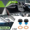 Car Motorcycle Black Blue 2 x M12x1.25 Copper Oil Drain Plug with Gasket