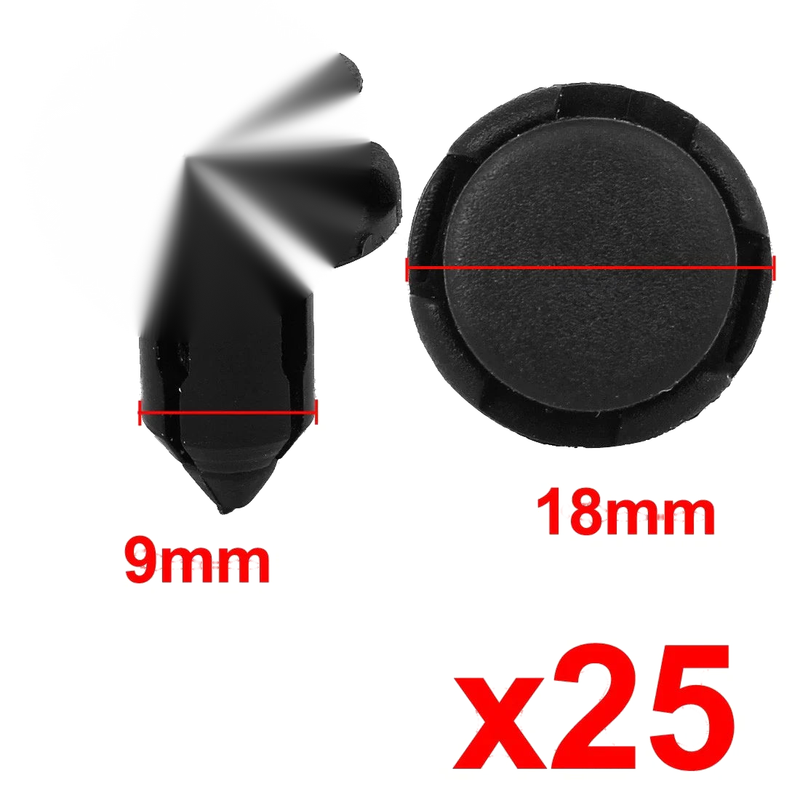 Honda 25 x Nylon Rivets Door Bumper Clips 9mm