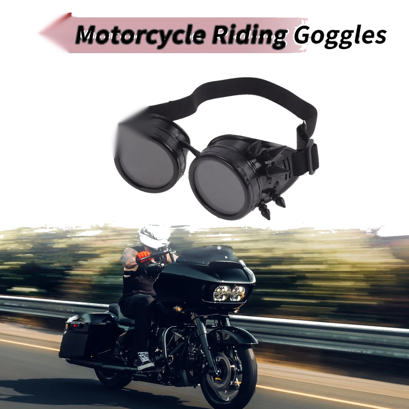 Motorcycle Riding Goggles Black Lens Black Frame Glass ABS Cycling Sunglasses
