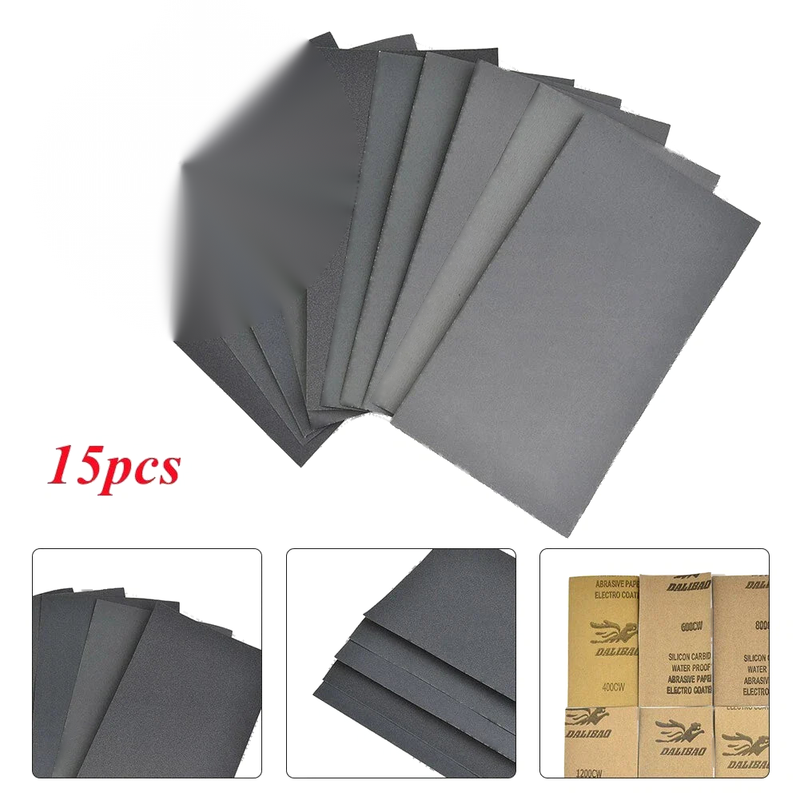 15pcs Grit Sandpaper Wet/Dry Set