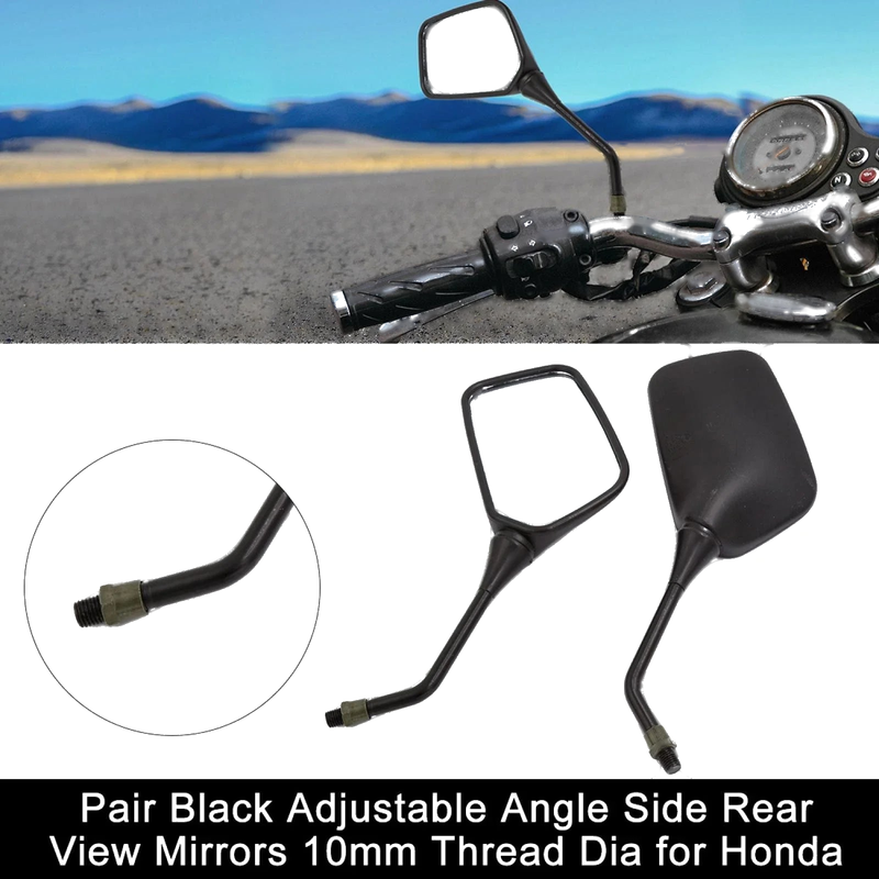 Honda 2 x Black Adjustable Angle Side Rear View Mirrors 10mm Thread Dia