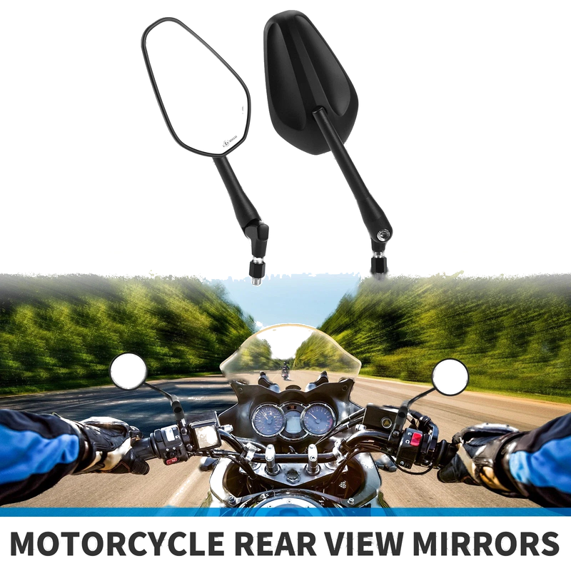 Motorcycle M10 Rear View Mirrors Polygonal Handlebar Black Iron Plastic