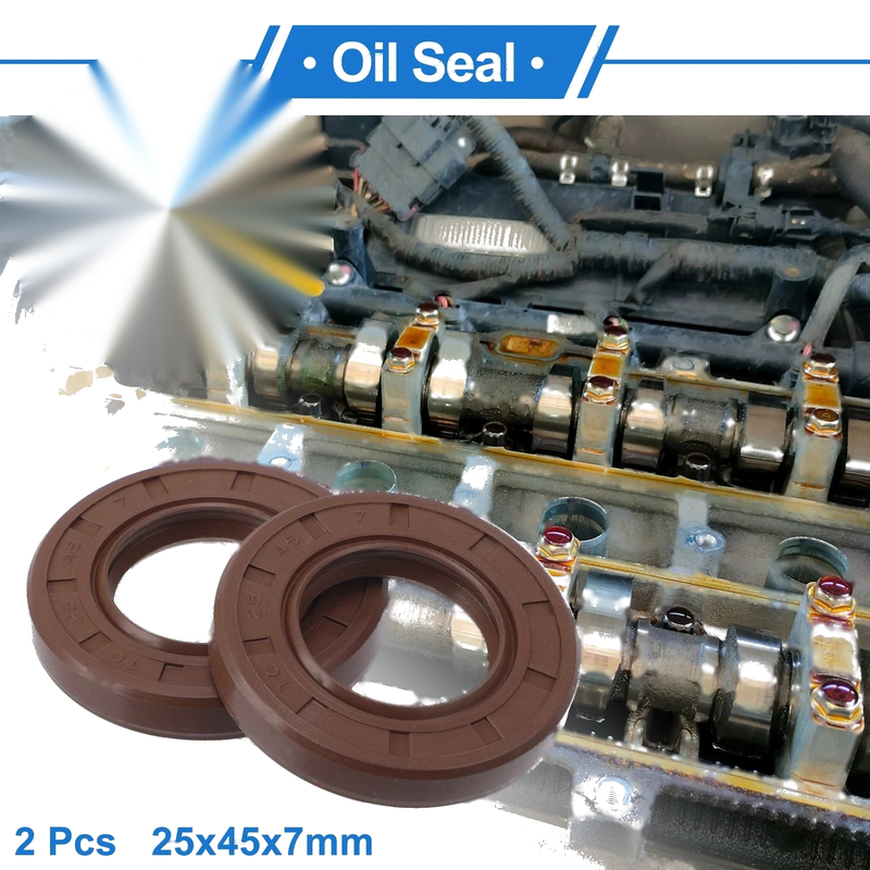 Car 2 x Oil Seal Seal Ring Rotary Shaft Seal 25x45x7mm Brown FKM Rubber
