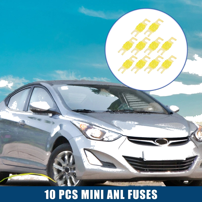 Car Motorcycle Gold Tone Yellow 10 x Mini ANL Fuses 20A Audio CD Fuse