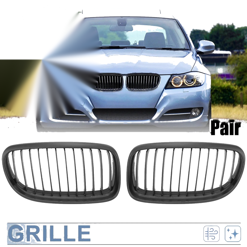 BMW E90 E91 2009-2011 Front Grille Matte Black Kidney Grill