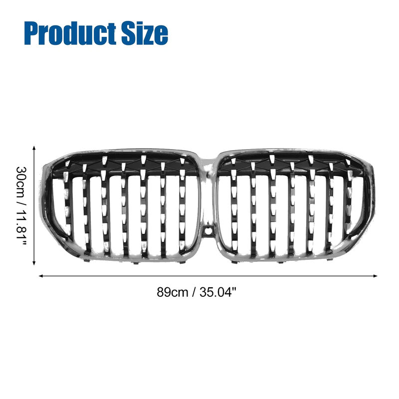 BMW X5 Silver Tone Front Hood Bumper Grille Grill