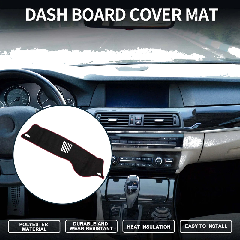 BMW 5 Series F10 F11 (2010-2017) Black Red Dashboard Cover Mat