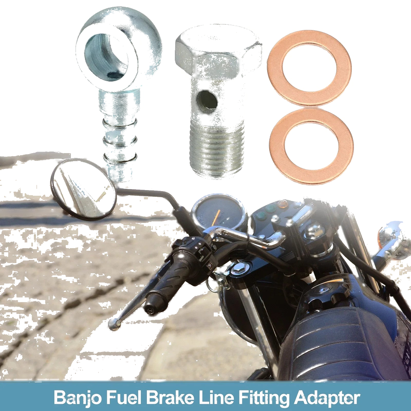 Set 10mm ID 7.5mm OD M10x1.0 Motorcycle Banjo Fitting Adapter with Washers